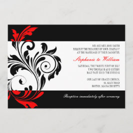Invitación a la boda de negras y blancas con rojo