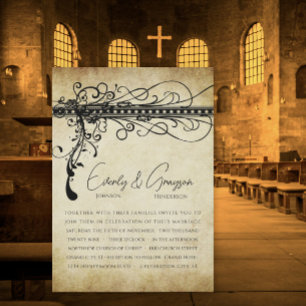 Invitación a la boda de negras y doradas con elega