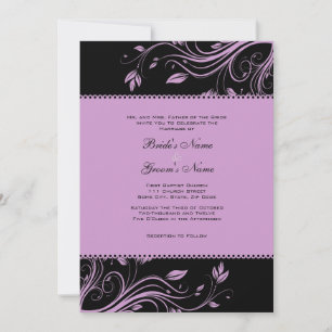 Invitación a la boda de negras y moradas florales