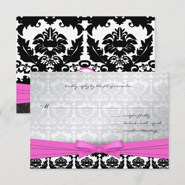 Invitación a la boda de negras y negras de plata r (Anverso / Reverso)