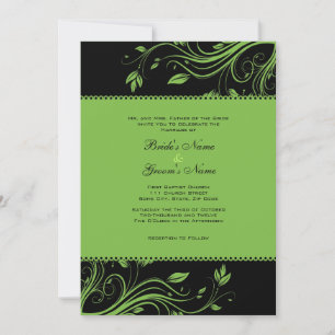 Invitación a la boda de negras y negras florales