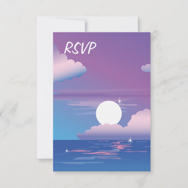 Invitación a la boda de Night Beach RSVP (Anverso)