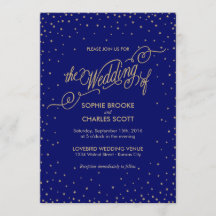 Invitación a la boda de Noche Sky Gold Stars Fancy