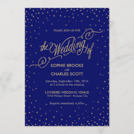 Invitación a la boda de Noche Sky Gold Stars Fancy