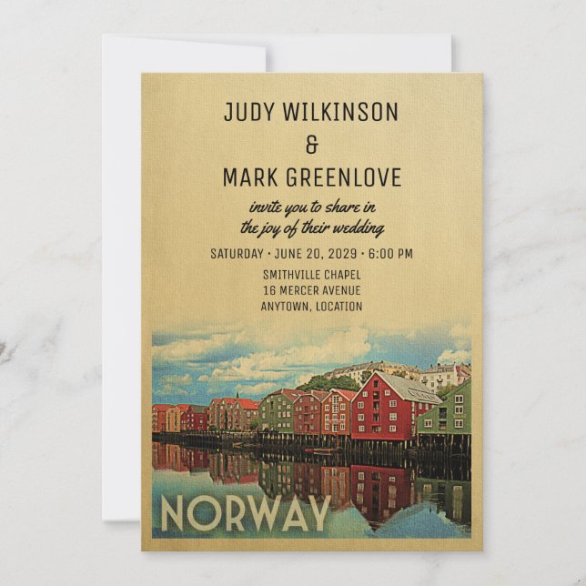 Invitación a la boda de Noruega Noruego (Anverso)