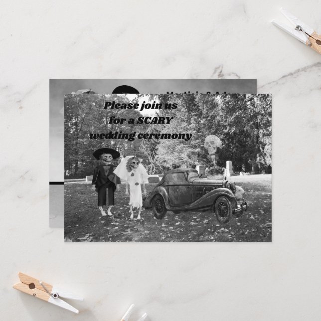 Invitación a la boda de Novia Groom Scary (Anverso/Reverso In Situ)