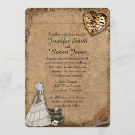 Invitación a la boda de novias en vintage Steampun