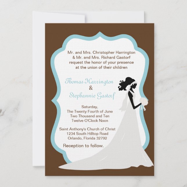 Invitación a la boda de novias marrones (Anverso)