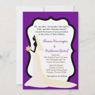Invitación a la boda de novias púrpura oscuro