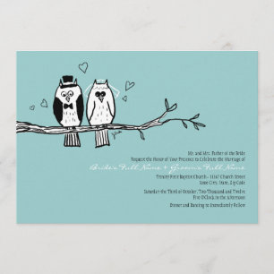 Invitación a la boda de novias y búhos