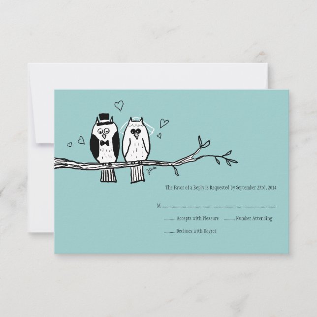 Invitación a la boda de novias y búhos de Groom RS (Anverso)