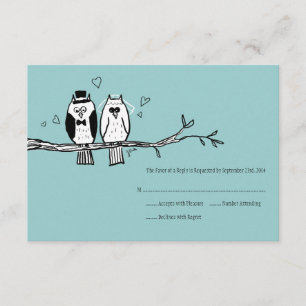 Invitación a la boda de novias y búhos RSVP