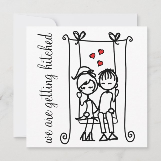 Invitación a la boda de Novias y Doodles Groom (Anverso)