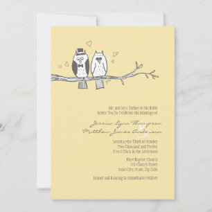 Invitación a la boda de novias y lechuzas de Groom