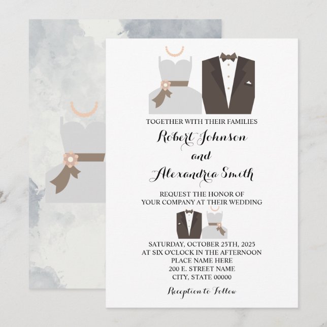 Invitación a la boda de novias y novias (Anverso / Reverso)