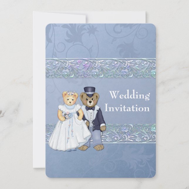 Invitación a la boda de novias y novias con osos d (Anverso)