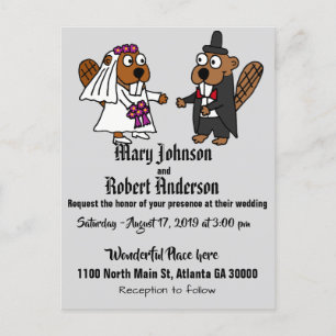 Invitación a la boda de novias y novios con castor