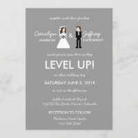 Invitación a la boda de novias y novios de 8 bits