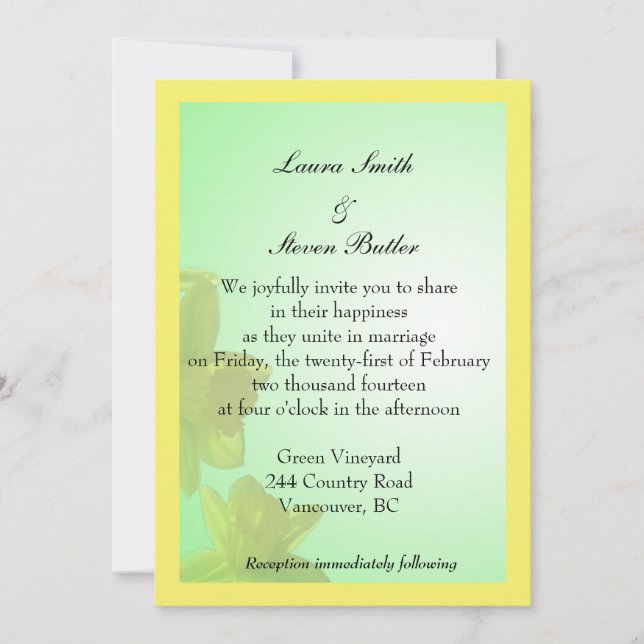 invitación a la boda de novias y novios, flores de (Anverso)