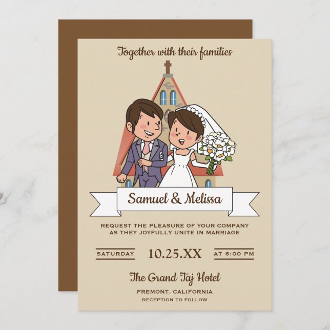Invitación a la boda de novias y parejas de novios (Anverso / Reverso)