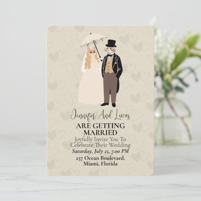 Invitación a la boda de novios y novios (Anverso de pie)