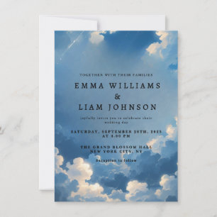 Invitación a la boda de nubes cielo azul celestial