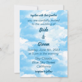 Invitación a la boda de nubes de cielo azul