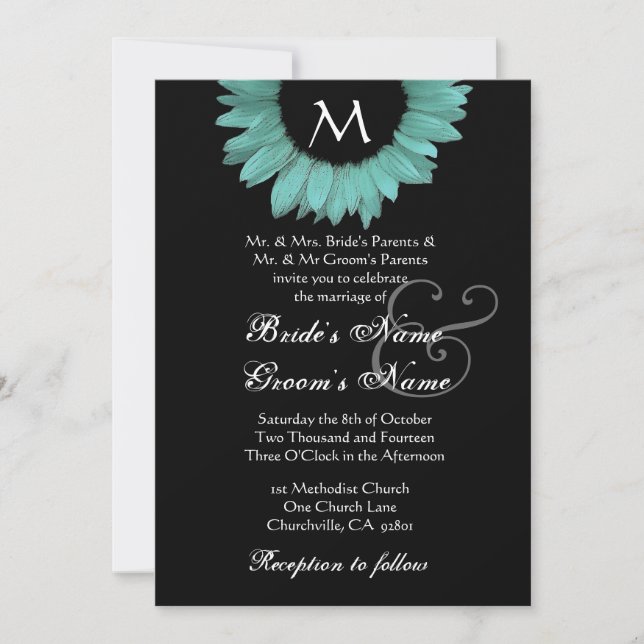 Invitación a la boda de nubes de girasol blanco y  (Anverso)