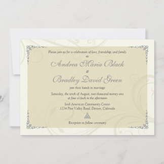 Invitación a la boda de nudos celtas de oro de pla