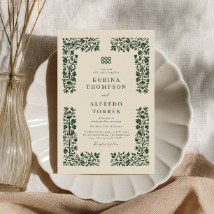 Invitación a la boda de nudos celtas medievales de
