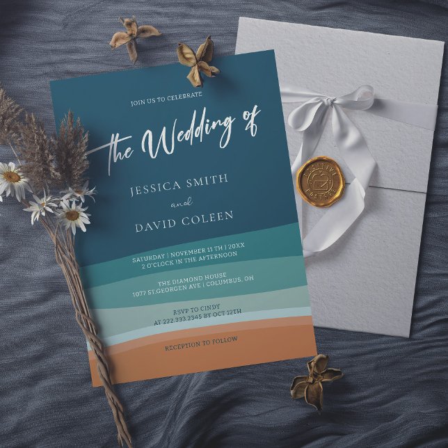 Invitación a la boda de nudos náuticos y olas de p (Subido por el creador)