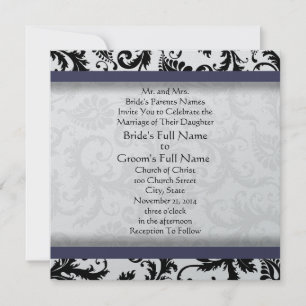 Invitación a la boda de nuevos tamaños Damask Swir