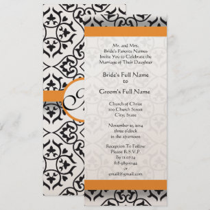 Invitación a la boda de nuevos tamaños Damask Swir