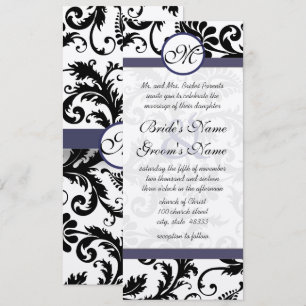 Invitación a la boda de nuevos tamaños Damask Swir