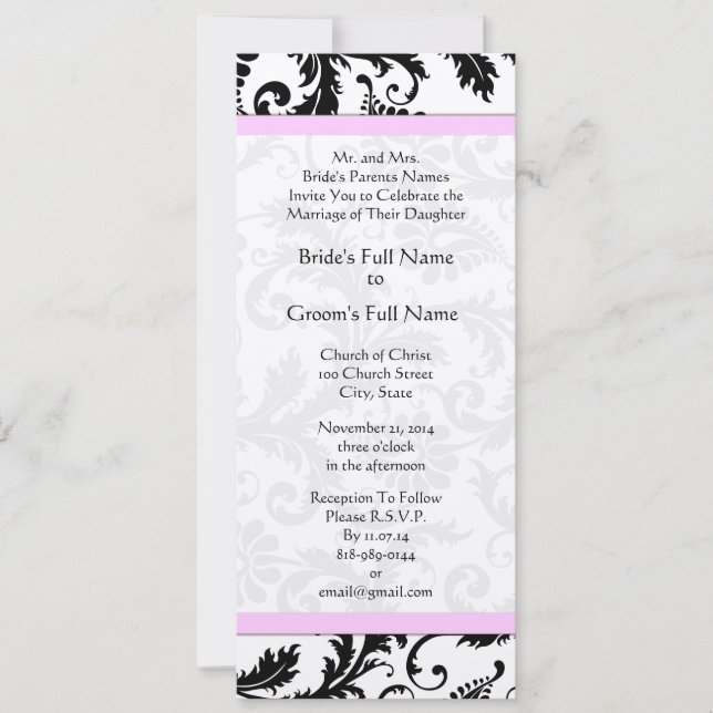 Invitación a la boda de nuevos tamaños Damask Swir (Anverso)