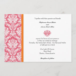 Invitación a la boda de nuez de abeja y coral