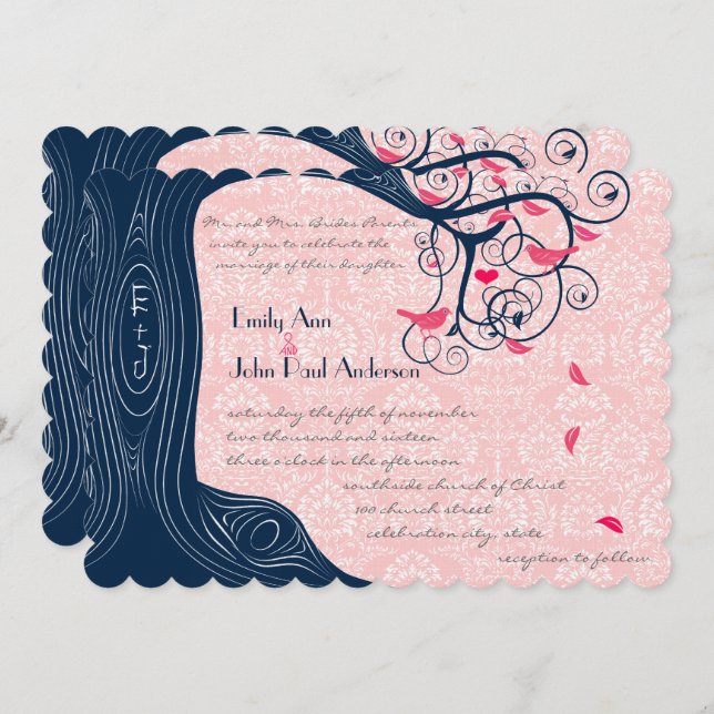 Invitación a la boda de nuez y nana (Anverso / Reverso)