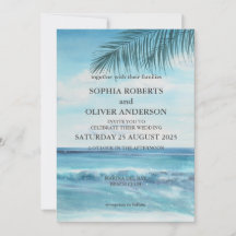 Invitación a la boda de Ocean Blue Beach