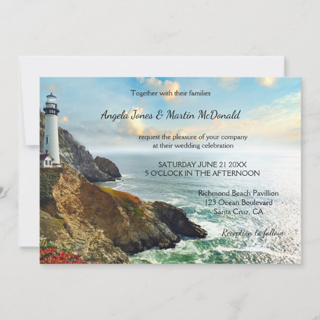 Invitación a la boda de Ocean Lighthouse (Anverso)