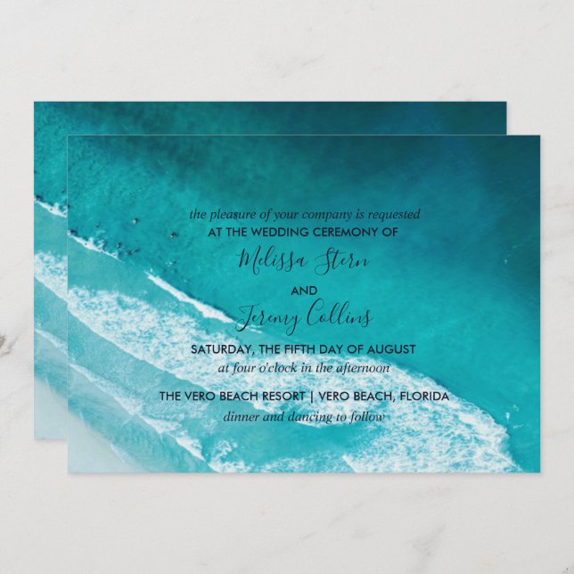 Invitación a la boda de Ocean Waves Beach (Anverso / Reverso)