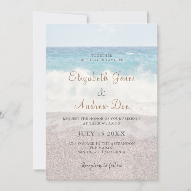 Invitación a la boda de olas de playa/boda de play (Anverso)