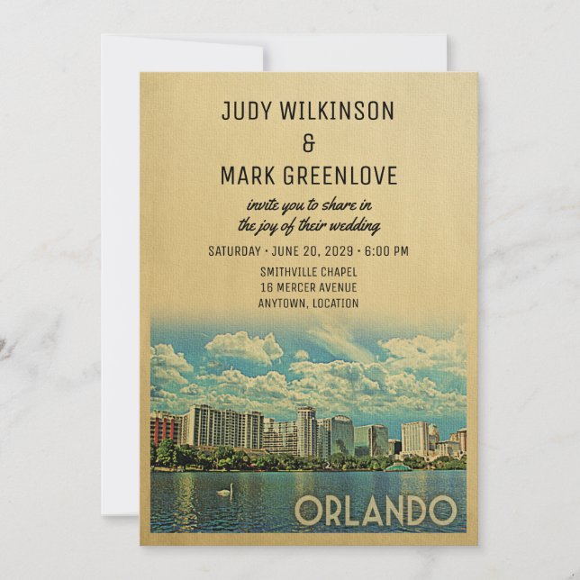 Invitación a la boda de Orlando Florida (Anverso)