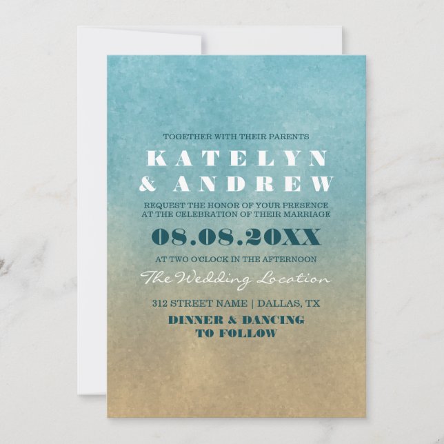 Invitación a la boda de ormbre de playa (Anverso)