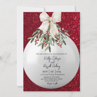 Invitación a la boda de Ornamentos de Navidad con 