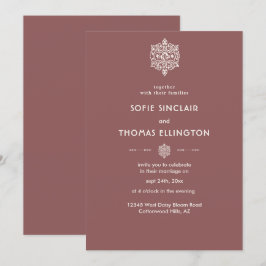 Invitación a la boda de ornamentos de palo de rosa