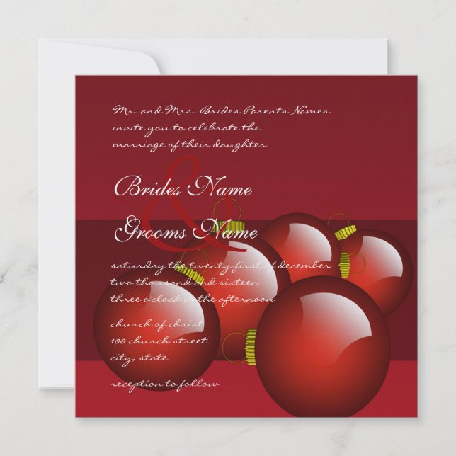 Invitación a la boda de ornamentos rojos para navi (Anverso)