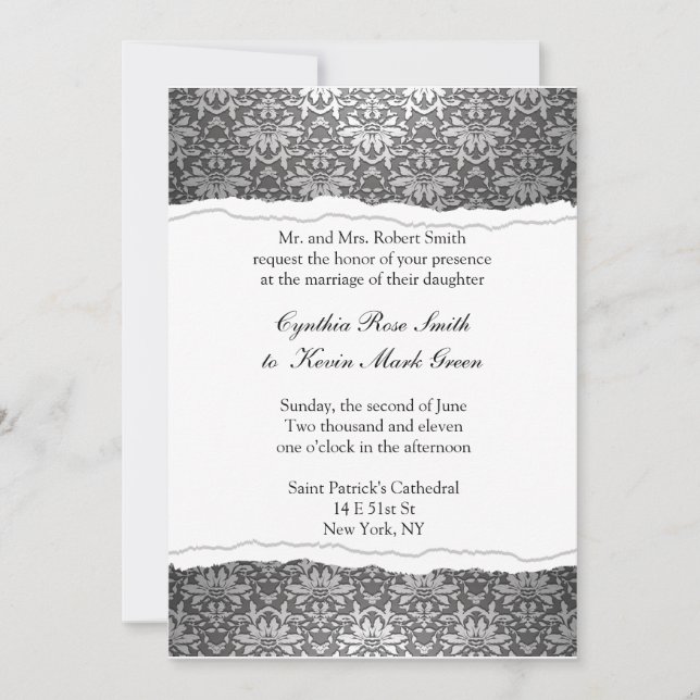 Invitación a la boda de Ornate Deco Noir (Anverso)
