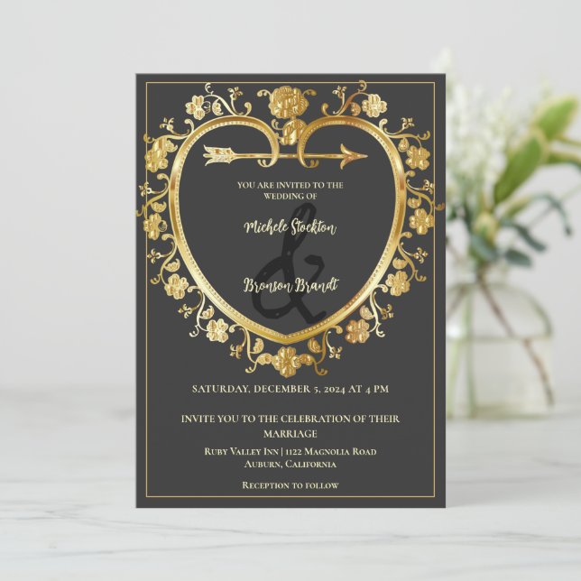 Invitación a la boda de oro (Anverso de pie)