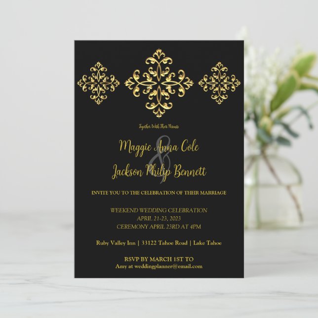 Invitación a la boda de oro (Anverso de pie)