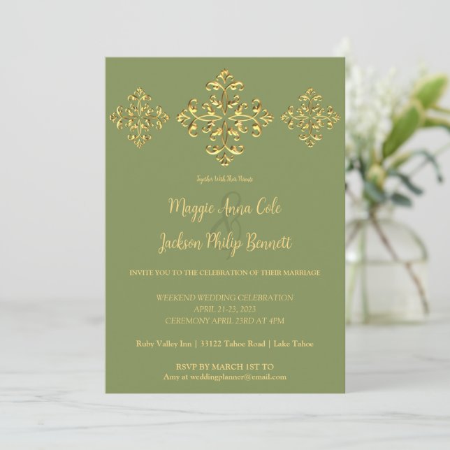 Invitación a la boda de oro (Anverso de pie)